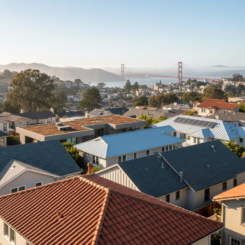 Bay Area home with new roofing material installation in progress