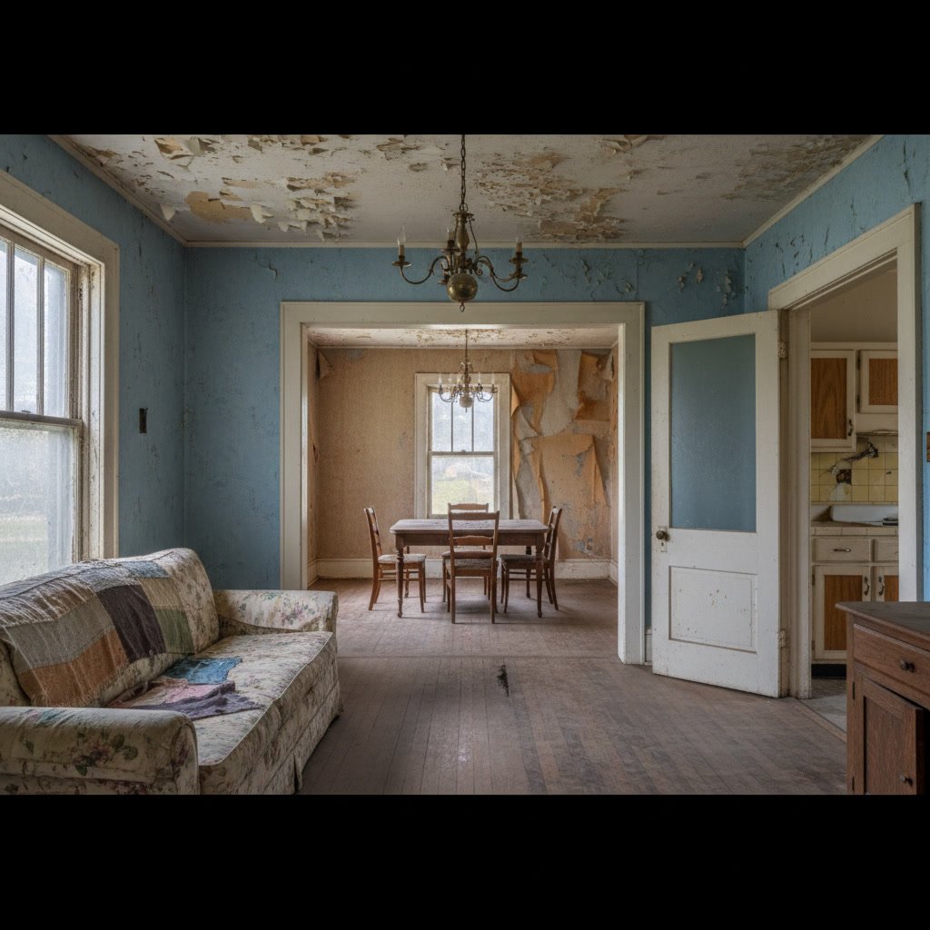 Interior room showing outdated paint and fixtures needing remodeling