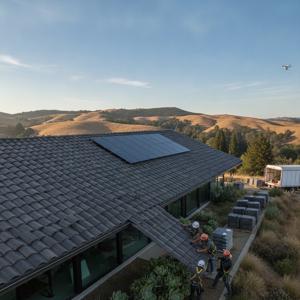 Professional roofing contractor installing quality roofing material in Richmond CA