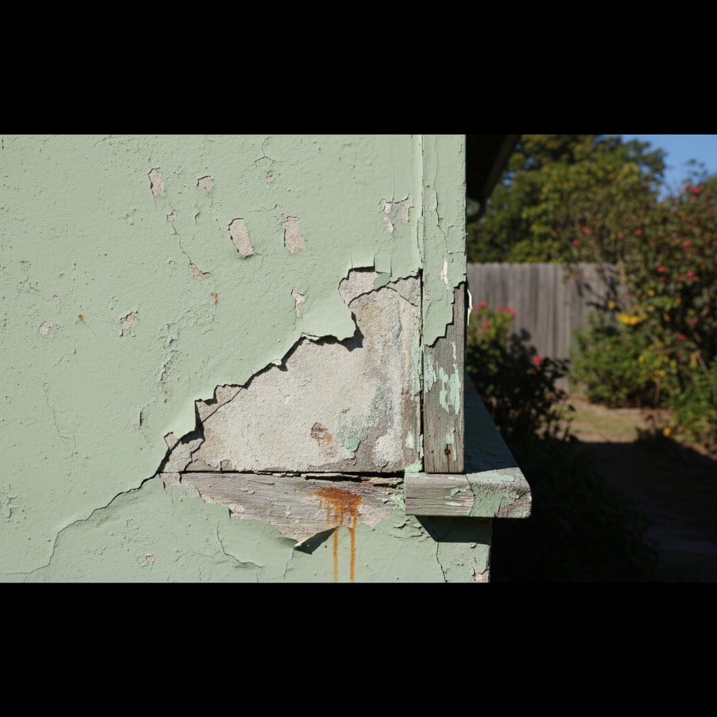 Professional contractor inspecting paint and structural damage