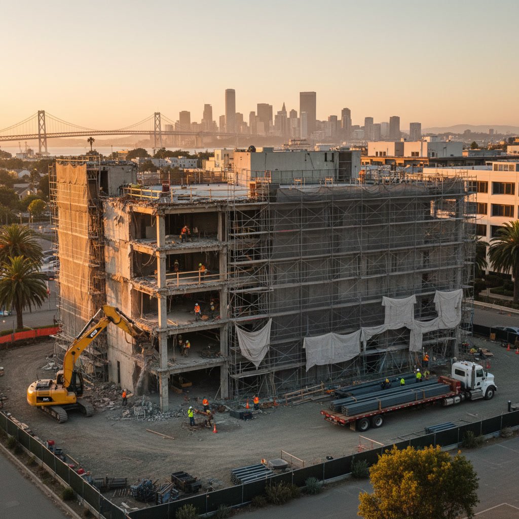 Commercial building exterior renovation showing modern updates in East Bay Richmond California