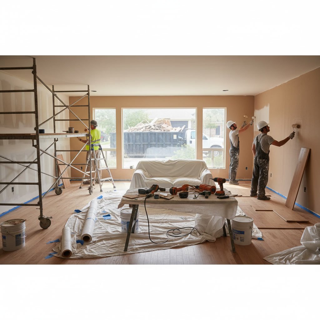 Professional home painting and remodeling project in progress showing quality craftsmanship