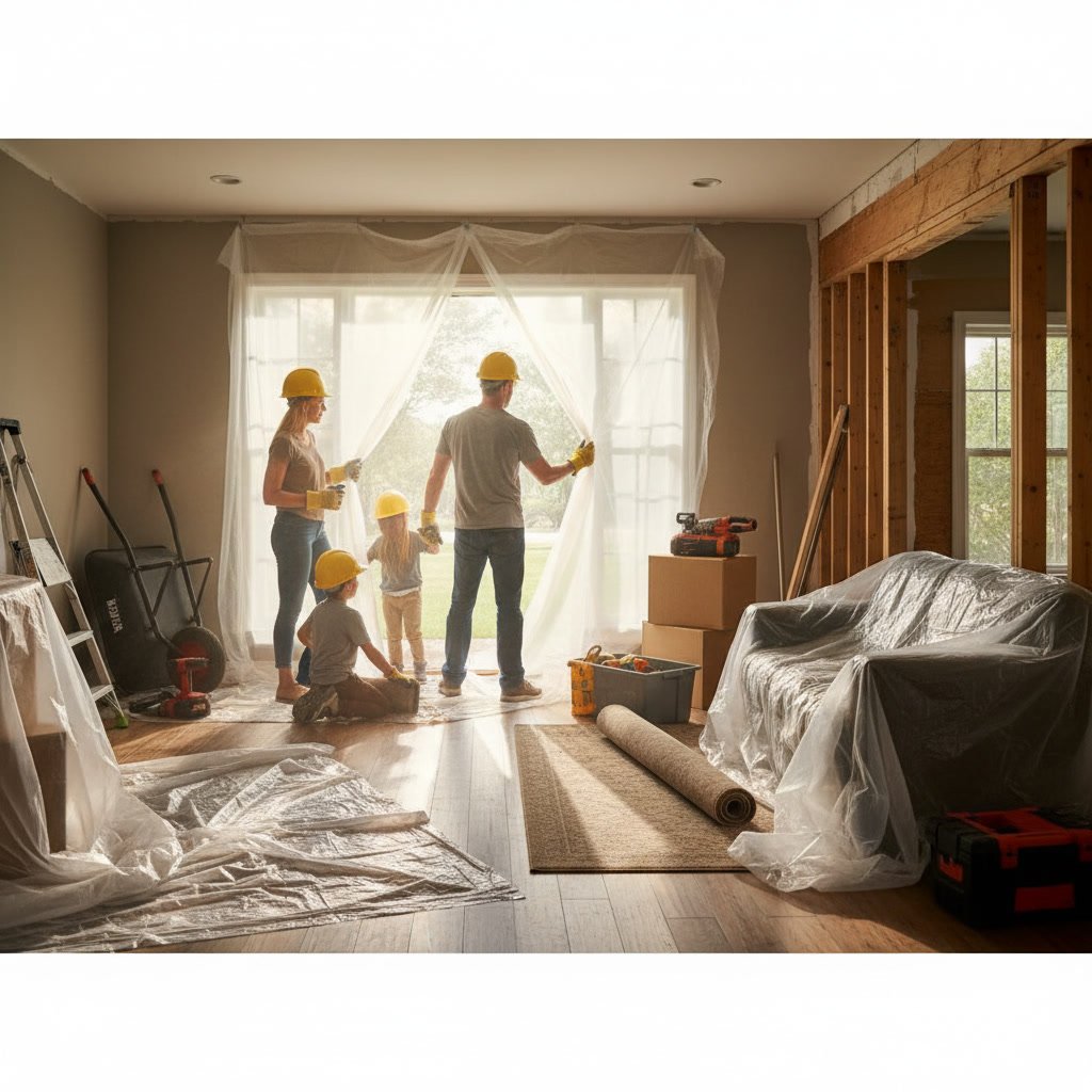 Professional contractor preparing residential home for construction project